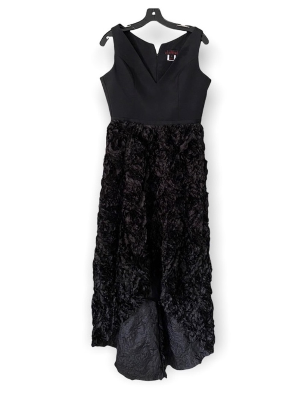 Black Textured High-Low Evening Dress